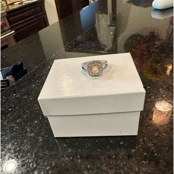 David Yurman Petite Albion Ring in Sterling Silver Morganite and Pave Diamonds - Picture 2 of 4